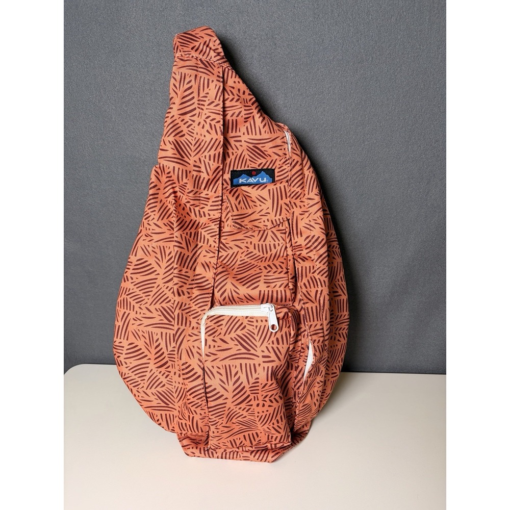 Kavu Rope Sling Crossbody Backpack Orange Tribal Geometric Hiking Rope Bag